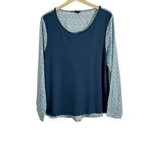 Ann Taylor Factory XL Mixed Media Floral Print Long Sleeve Multicolor Top